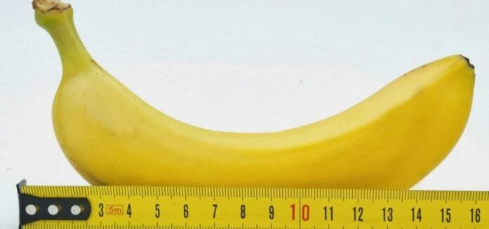 измерение члена на примере банана перед операцией по увеличению